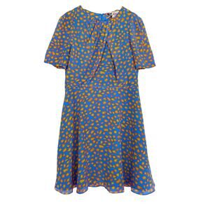 Boutique by Jaeger Blue, Orange, & Yellow Leopard Print Silk Dress — Size 10